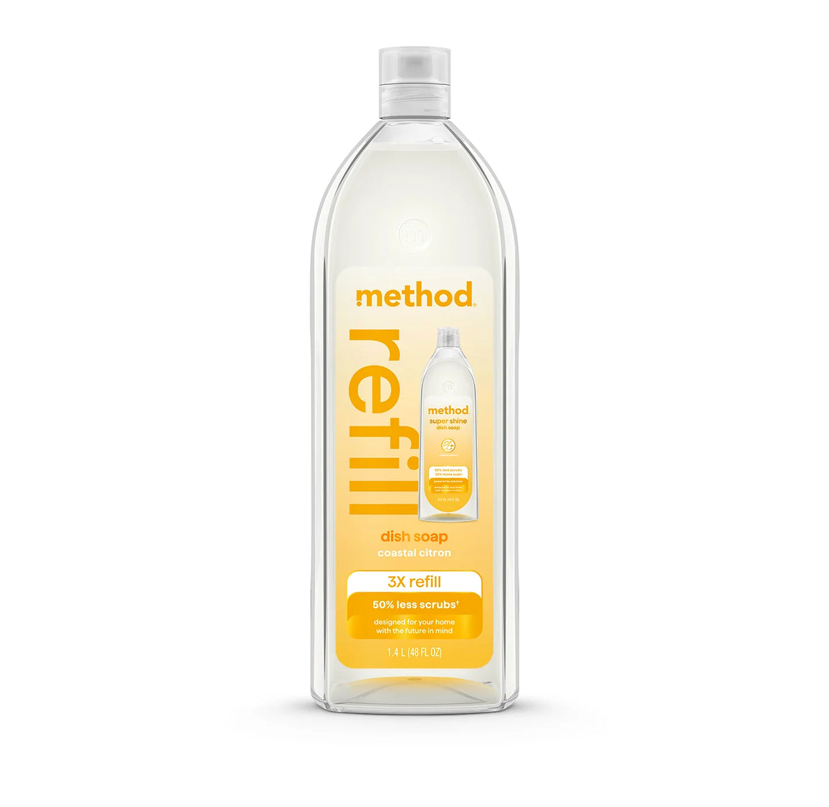 super shine liquid dish soap refill - coastal citron, 48 fl oz