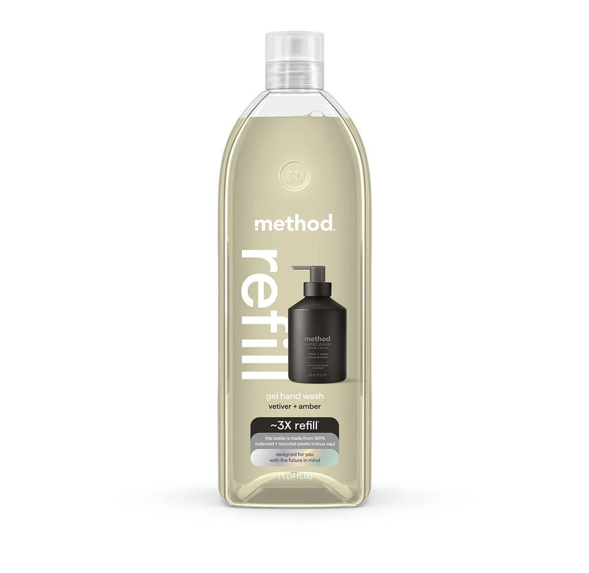 gel hand wash refill - vetiver + amber, 34 fl oz 1